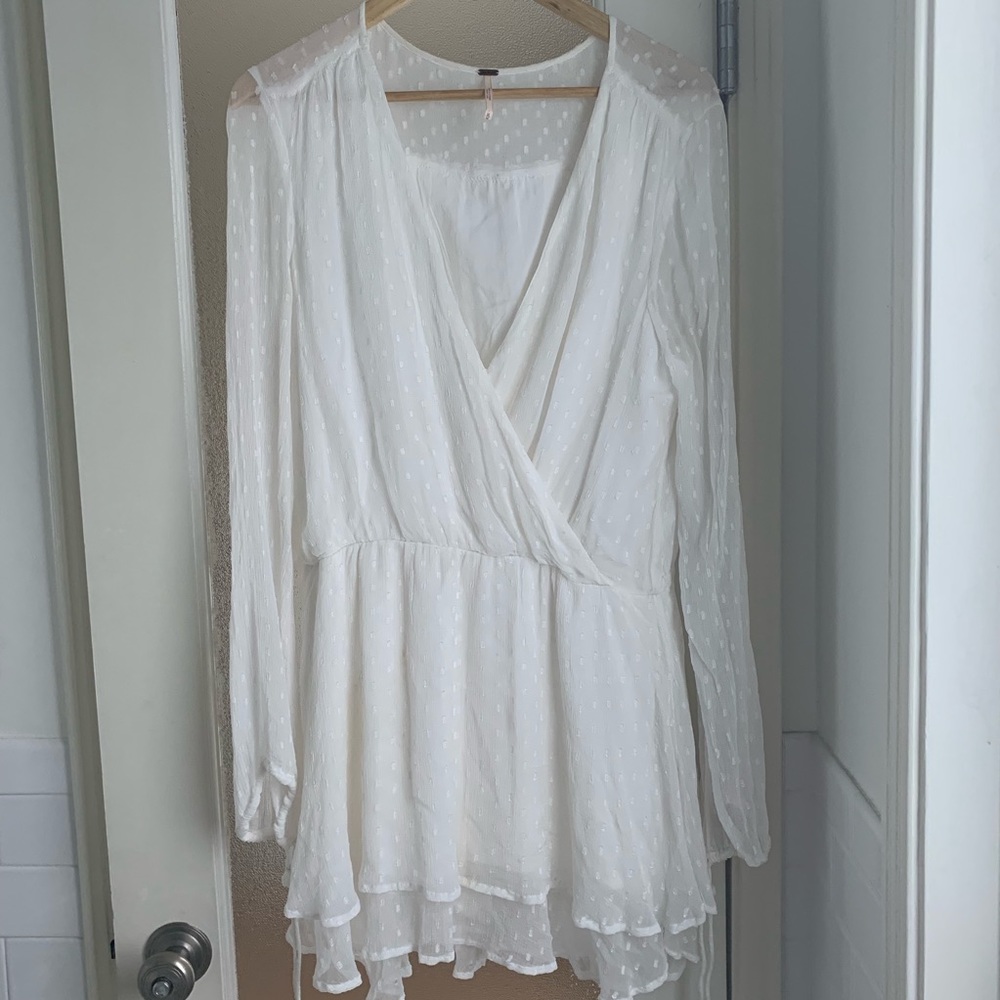 Free People White Dot Boho Mini Dress